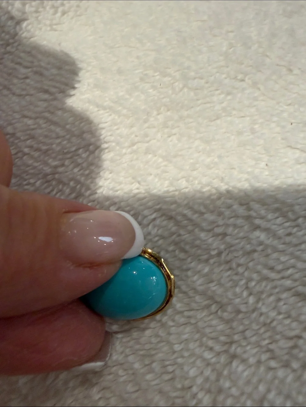 14 karat yellow, gold, blue turquoise earrings - Picture 12 of 14